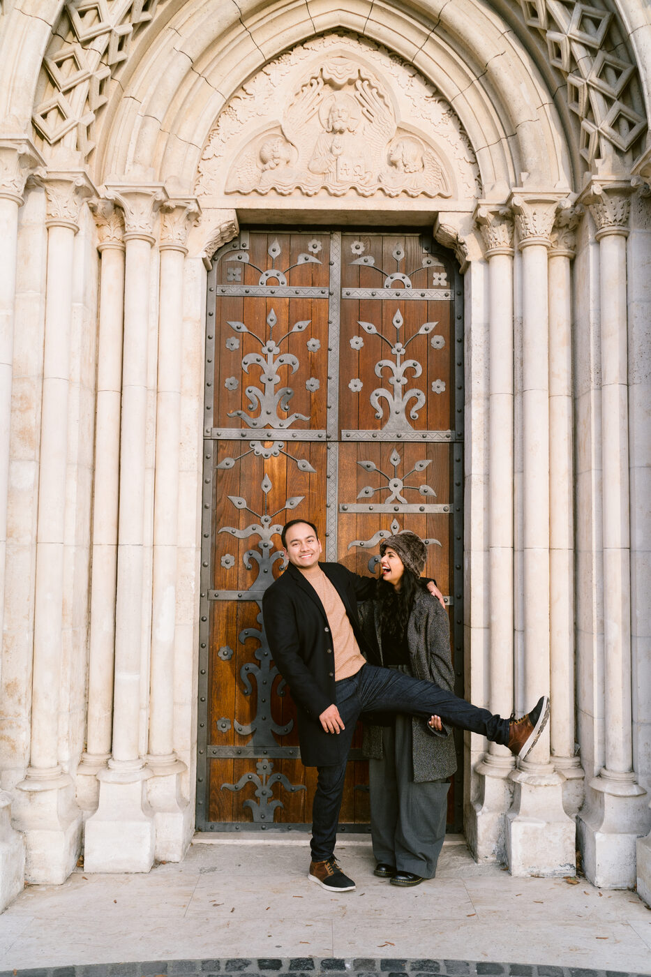 Playful pose at the cathedral